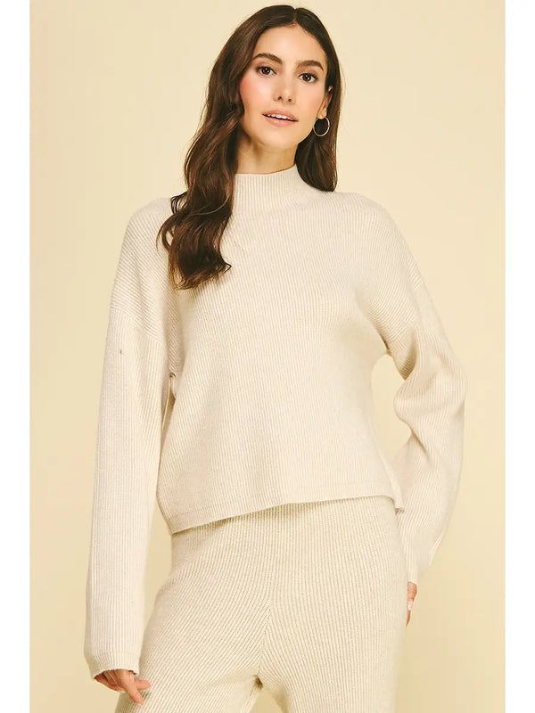 Pinch Mock Neck Long Sleeve Sweater