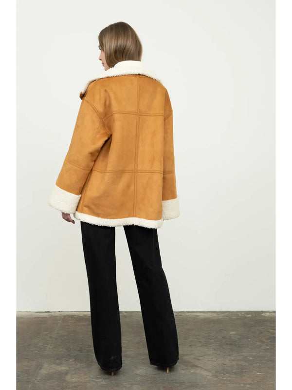 Moon River Sherpa Zip Up Moto Jacket