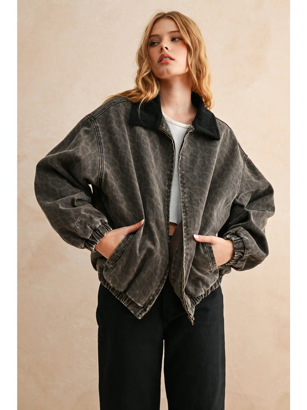 Miou Muse Leopard Bomber Jacket