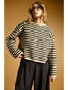 Miou Muse Striped Button Down Cardigan