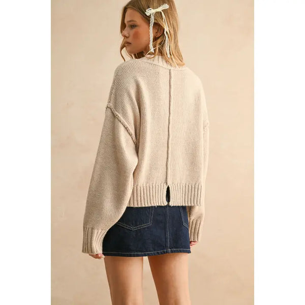 Miou Muse Paneled & Slit Detail Sweater