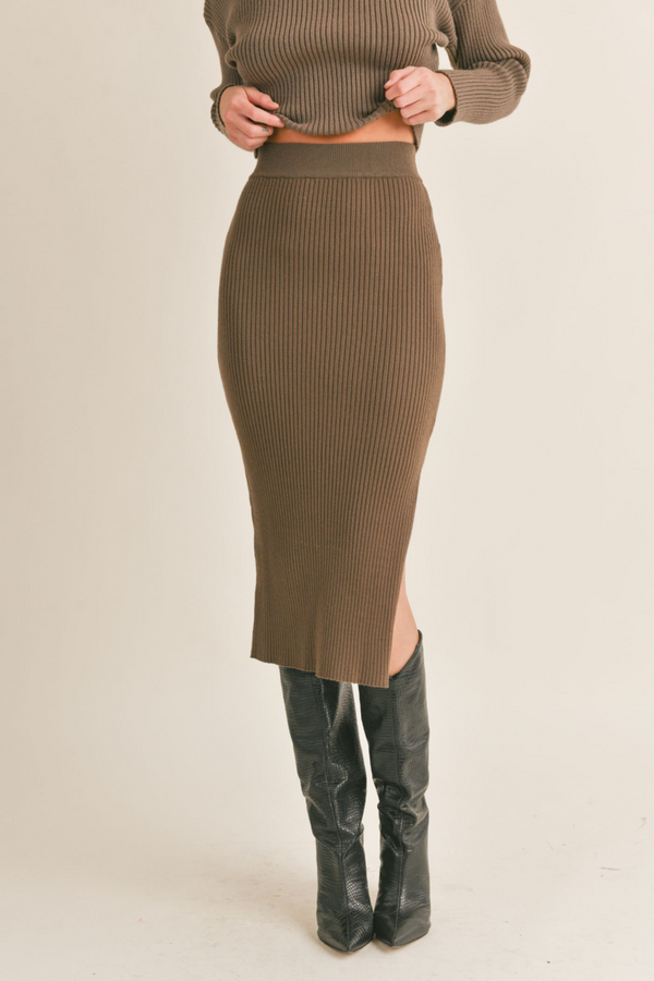 Sage Kalli Side Slit Sweater Midi Skirt
