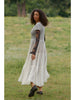 Promesa Sheer Mesh Short-Sleeve Button-Front Tiered Ruffle Maxi Top