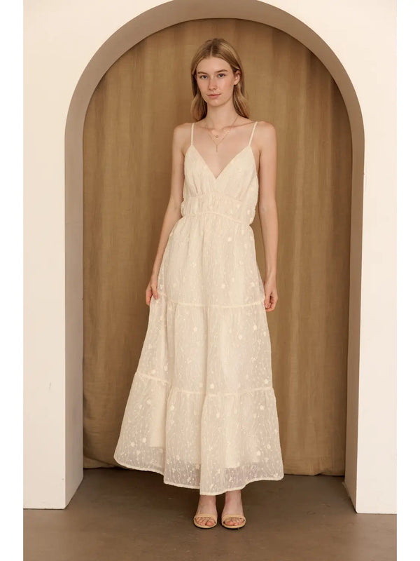 Storia Embroidered Tiered Maxi Dress