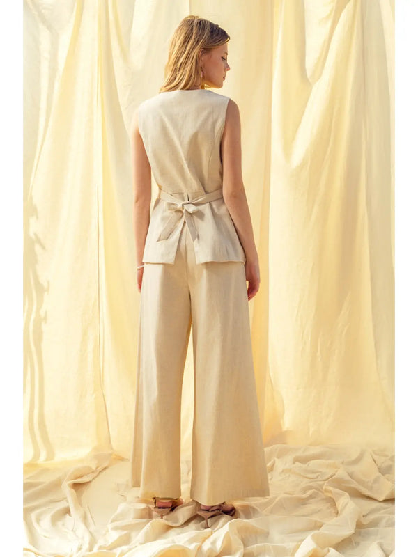 Miou Muse Linen Pleated Trousers