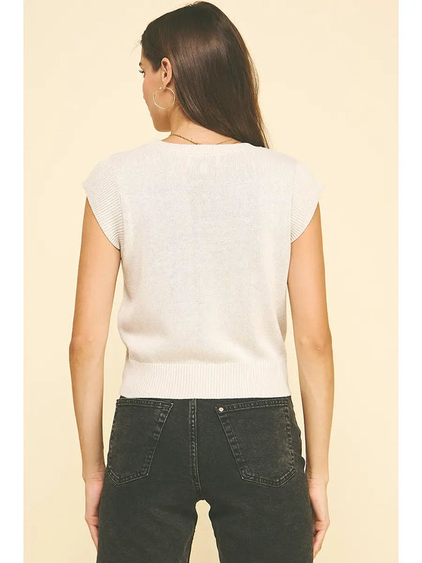 Pinch Cap Sleeve Knit Top