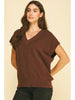 Pinch V-Neck Cap Sleeve Sweater