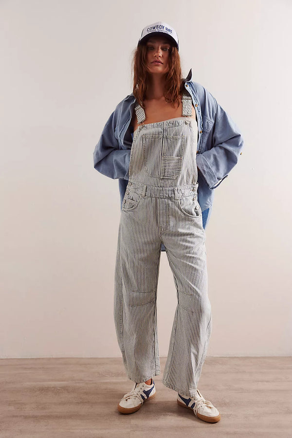 Free People Good Luck Striped Overall