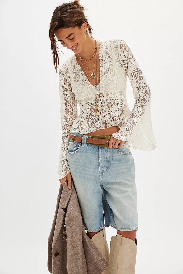 Free People Whispering Love Lace Top