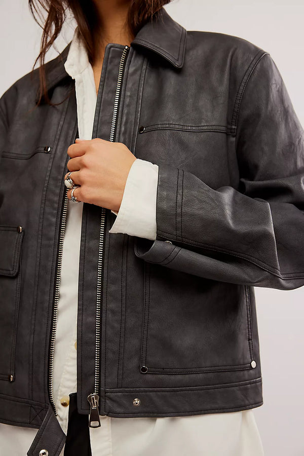 Free People Blair vegan Leather Jacket