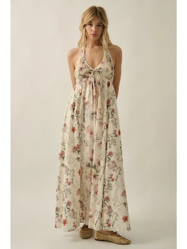 Promesa Halter Paneled Maxi Dress