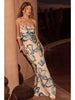 Promesa Tropical Satin Cowl Neck Dress