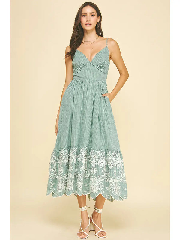 Pinch Gingham Eylet Dress