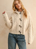 Miou Muse Cable Knit Hooded Cardigan