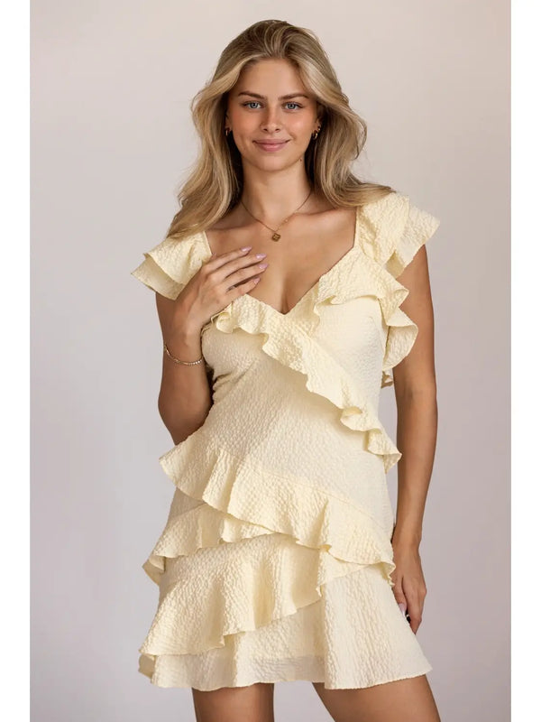 Storia Textured Ruffle Mini Dress