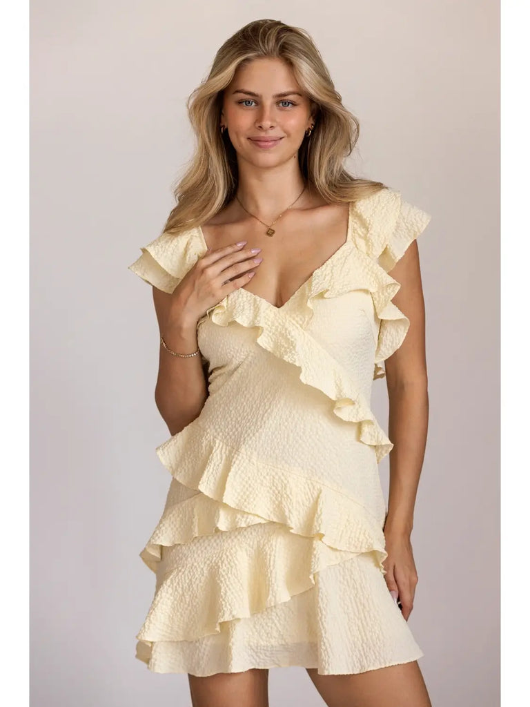 Storia Textured Ruffle Mini Dress