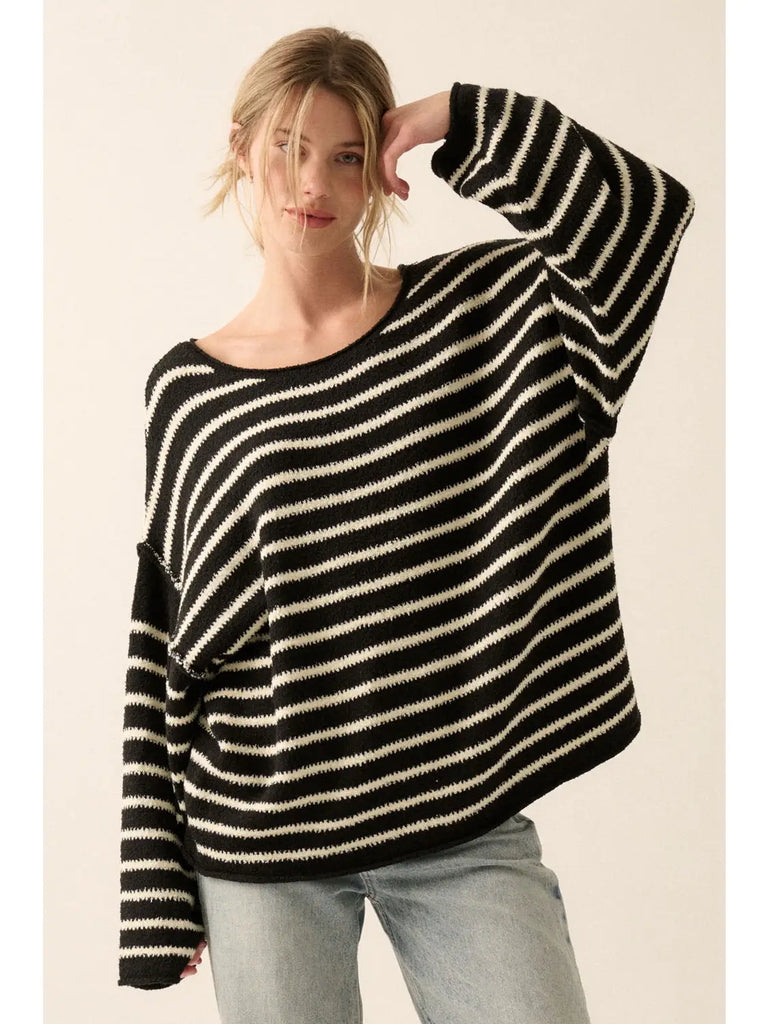 Promesa Striped Knit Oversized Sweater