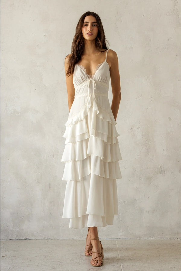 Storia Lace Trim Tiered Maxi