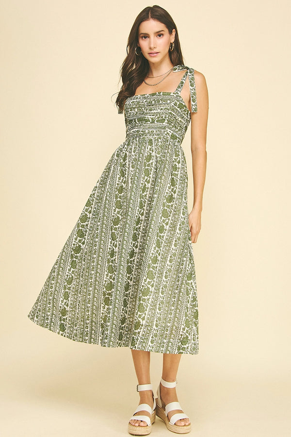 Pinch Floral Tie Midi Dress