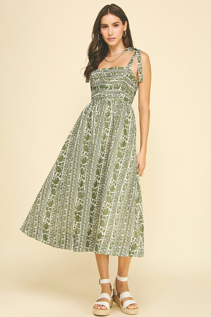 Pinch Floral Tie Midi Dress