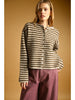 Miou Muse Striped Button Down Cardigan