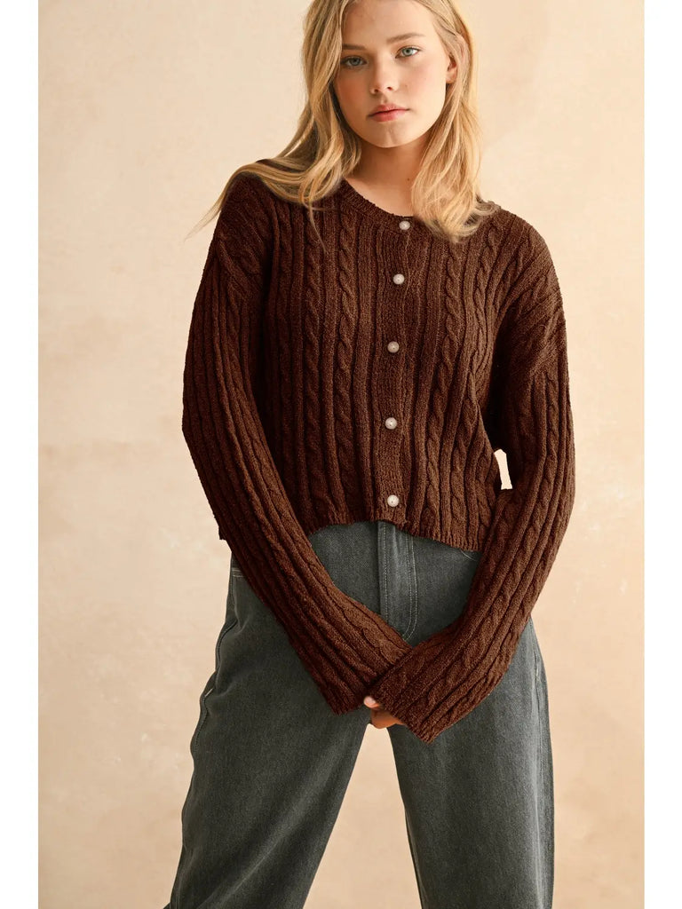 Miou Muse Light Weight Cable Cardigan