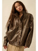 Promesa Faux Leather Piping-Trimmed Zip-Up Jacket