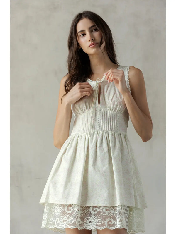 Storia Lace Trim Mini Dress