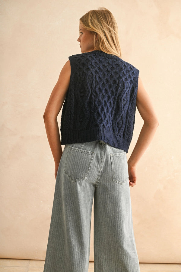 Miou Muse Tie Cable Knit Vest