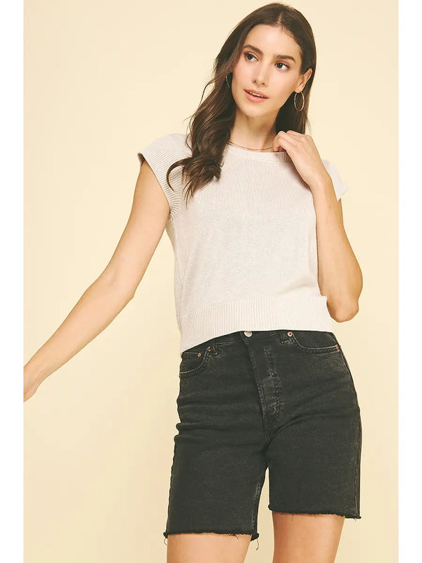Pinch Cap Sleeve Knit Top