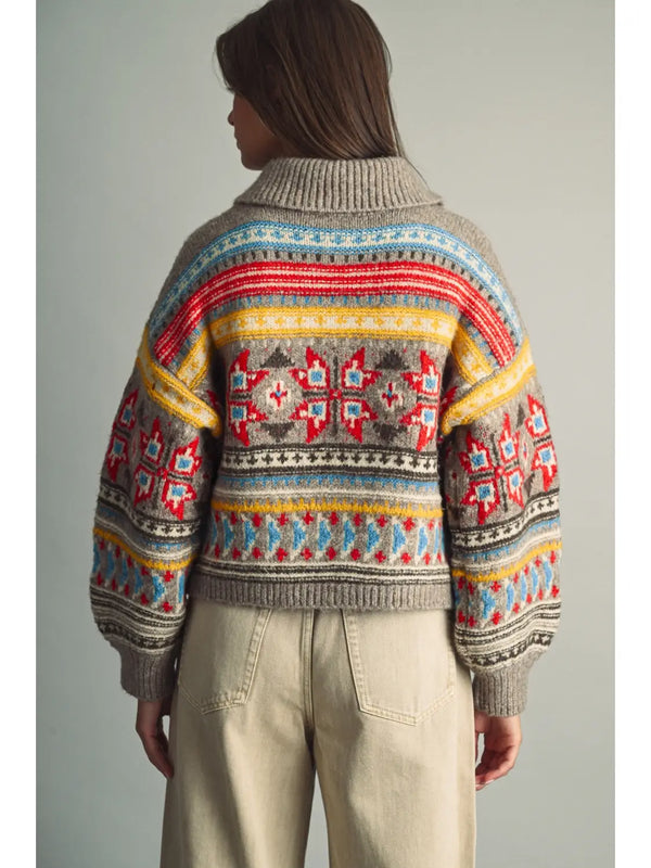 Miou Muse Folk Pattern Button Cardigan