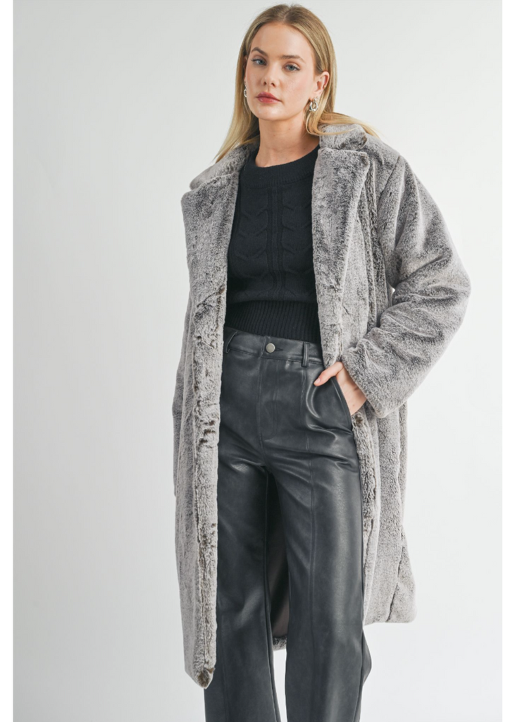 Sage Daring 2 Tone Fur Coat