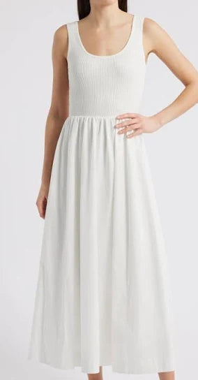 Moon River Mixed Media Midi Dress Timber Boutique Moon River Mixed Media Midi Dress Timber Boutique