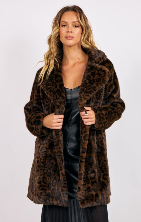 Sage Margot Leopard Faux Coat