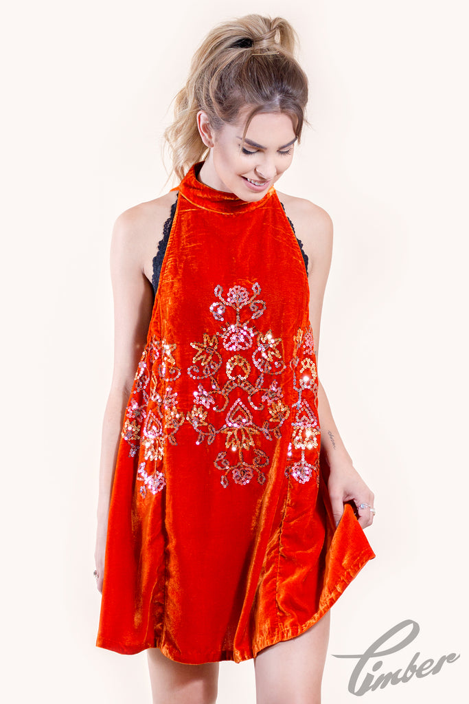 free people red sequin dress Disco Fever Mini Slip