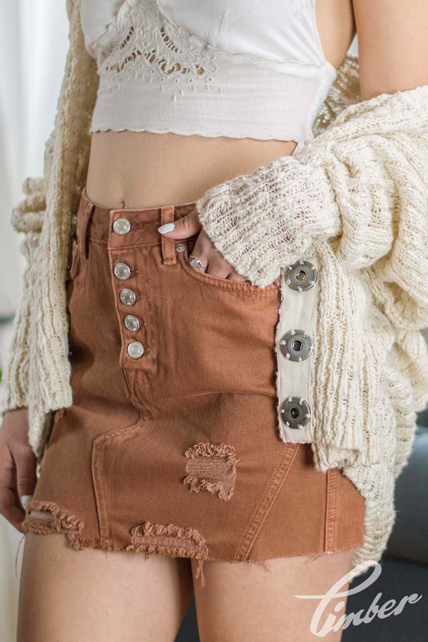 Free People Denim A-Line Skirt